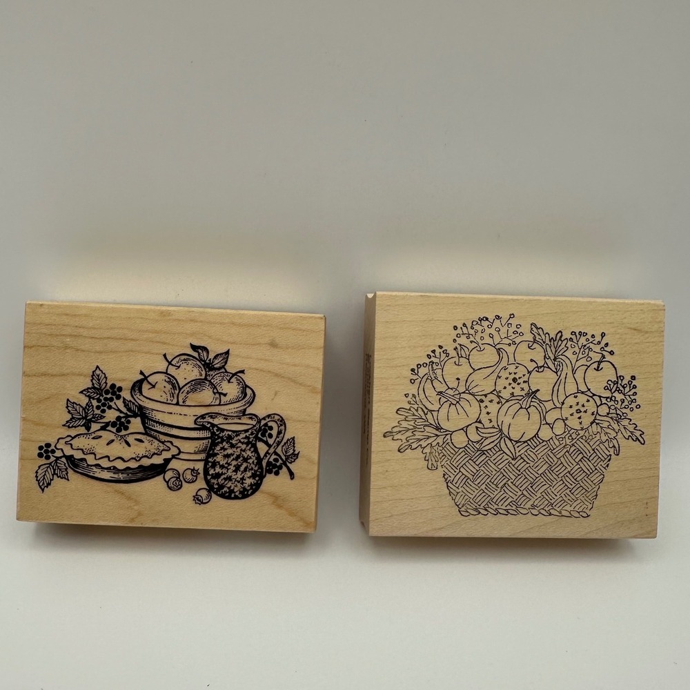 PSX F-2187 Lockhart 5007 Wood Rubber Stamp Harvest Fall Thanksgiving Vintage Lot